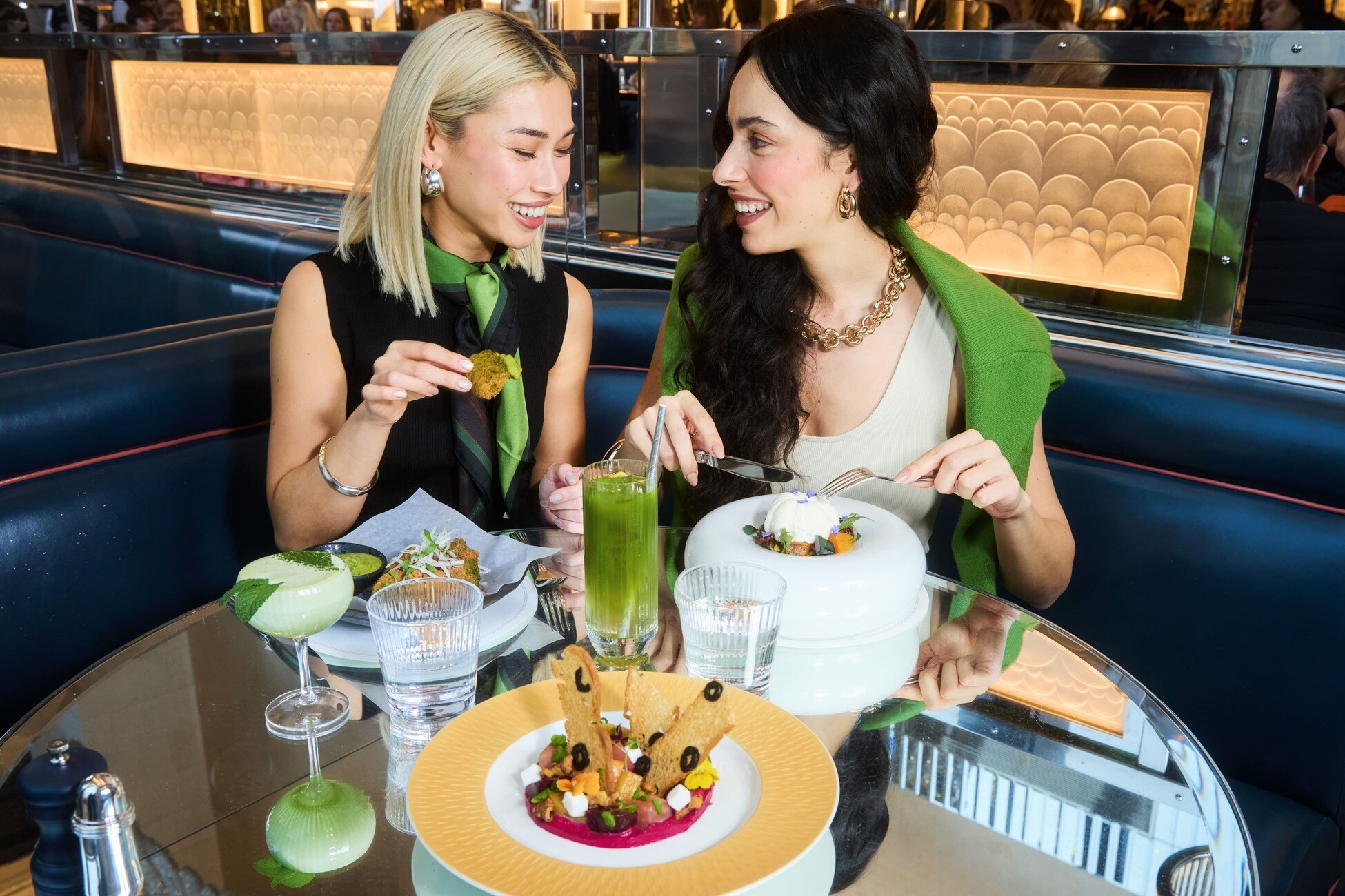 two people eating set menu